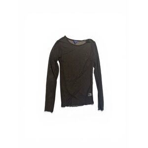 Aeropostale Sheer‎ Mesh Long Sleeve Top Women's Small Black Y2K Stretch Layering